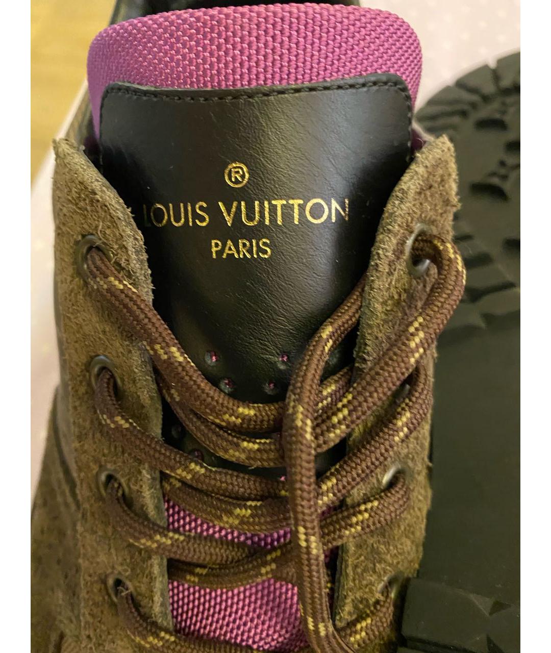 LOUIS VUITTON PRE-OWNED Хаки кожаные низкие кроссовки / кеды, фото 3