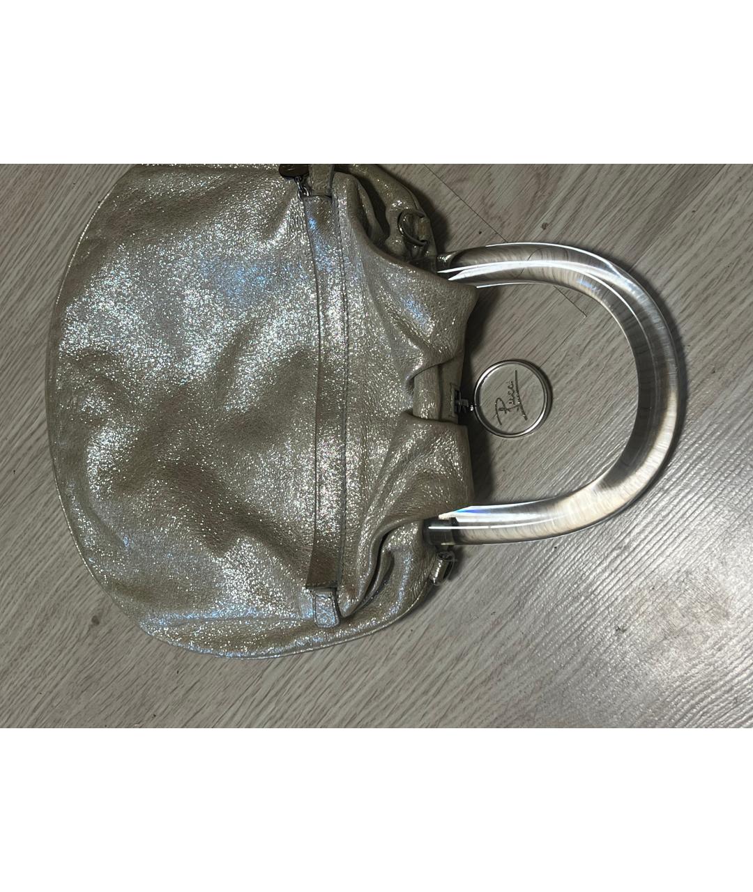 EMILIO PUCCI Серебряная кожаная сумка с короткими ручками, фото 2