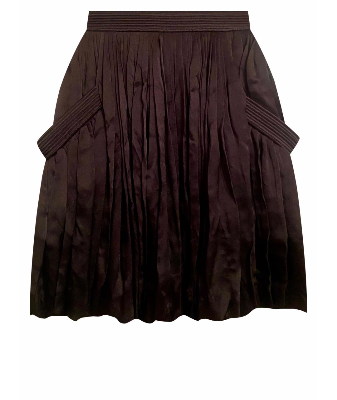 ALEXANDER MCQUEEN Черная шелковая юбка миди, фото 1