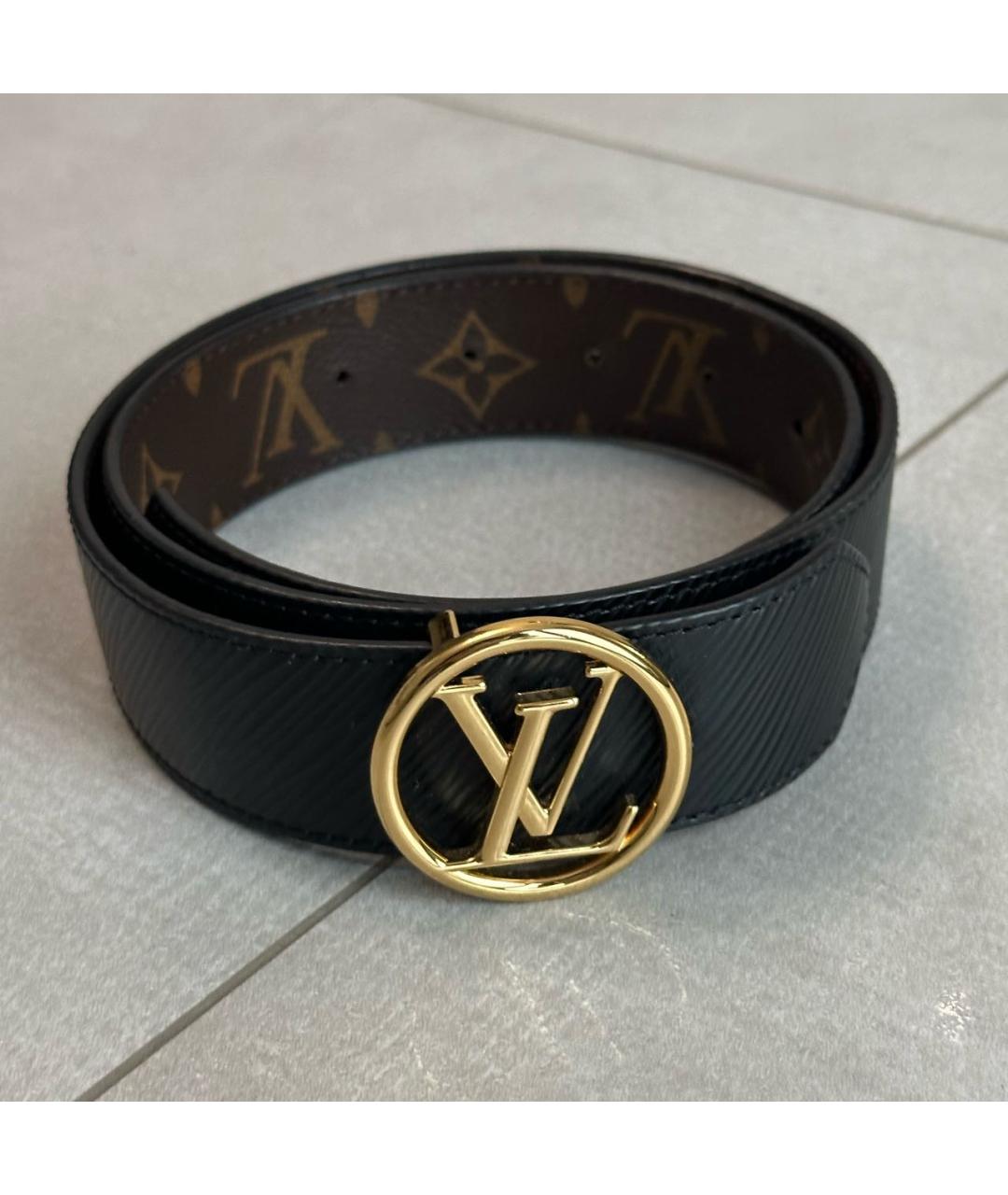 LOUIS VUITTON Черный кожаный ремень, фото 8