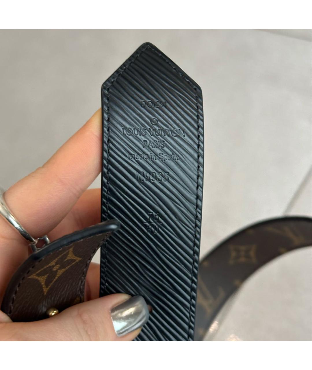 LOUIS VUITTON Черный кожаный ремень, фото 3