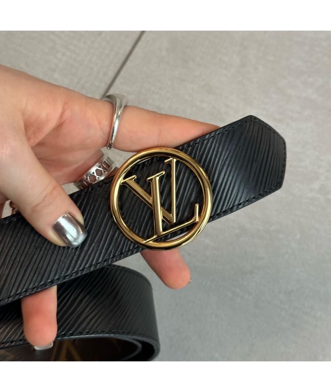 LOUIS VUITTON Черный кожаный ремень, фото 4