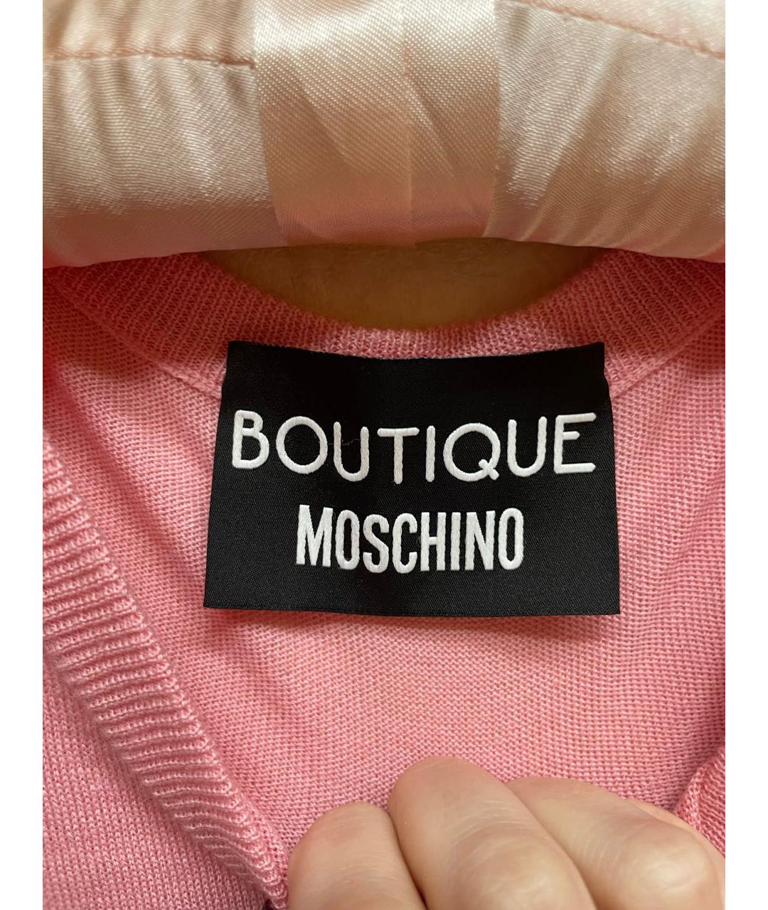 BOUTIQUE MOSCHINO Розовый шерстяной кардиган, фото 5