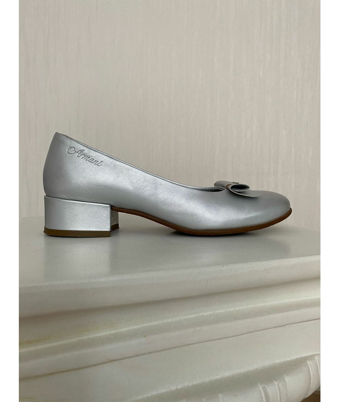 GIORGIO ARMANI Серебряные кожаные туфли, фото 8