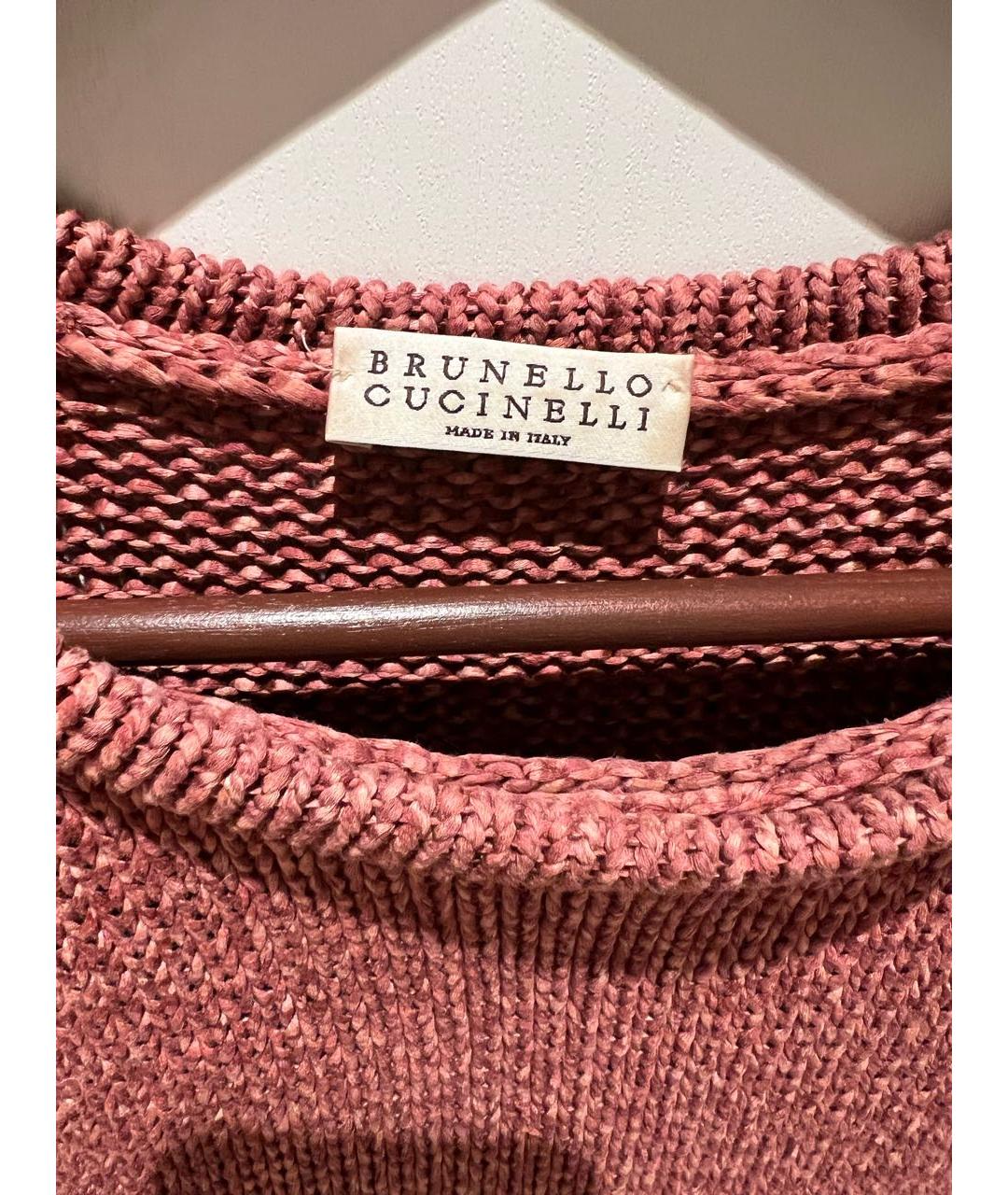 BRUNELLO CUCINELLI Бордовый хлопко-эластановый джемпер / свитер, фото 3