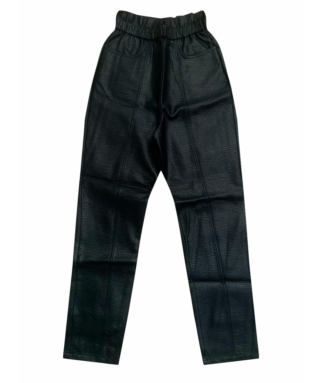 PHILOSOPHY Черные кожаные прямые брюки, фото 1
