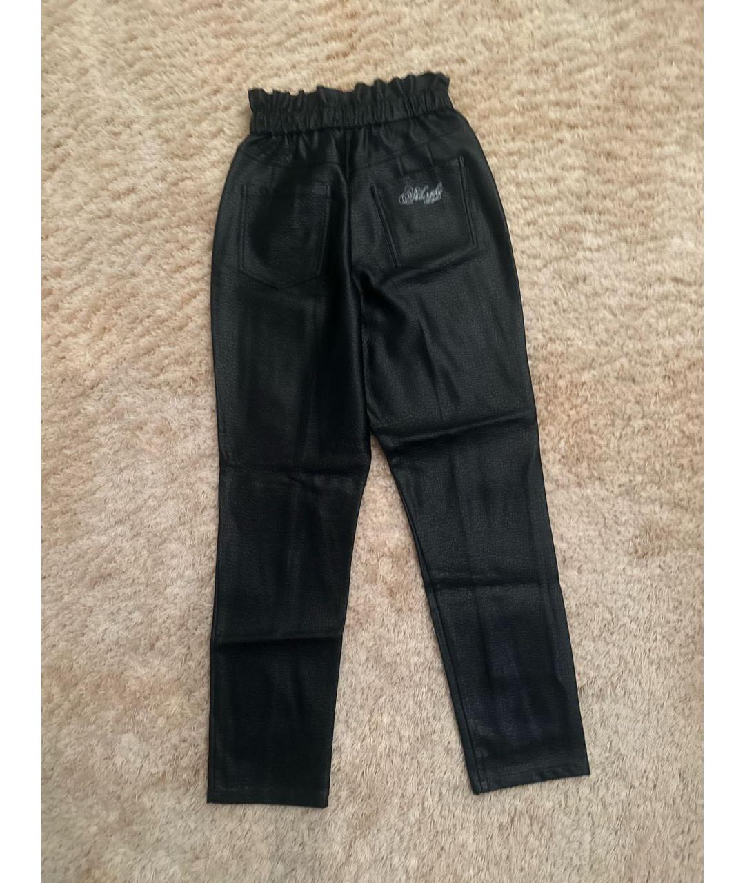 PHILOSOPHY Черные кожаные прямые брюки, фото 2