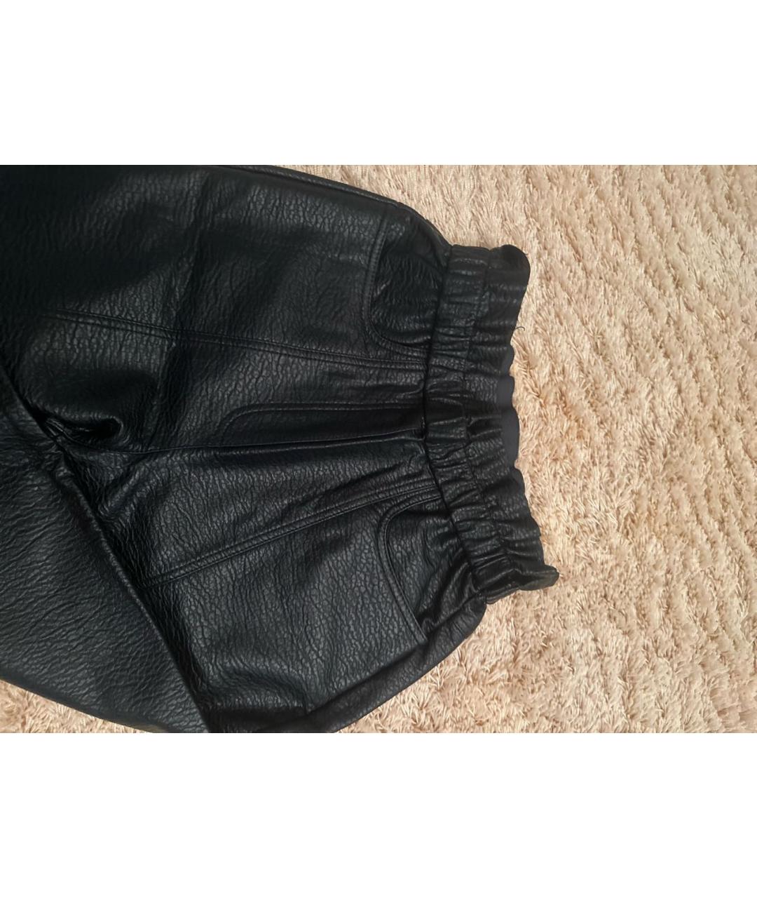 PHILOSOPHY Черные кожаные прямые брюки, фото 4