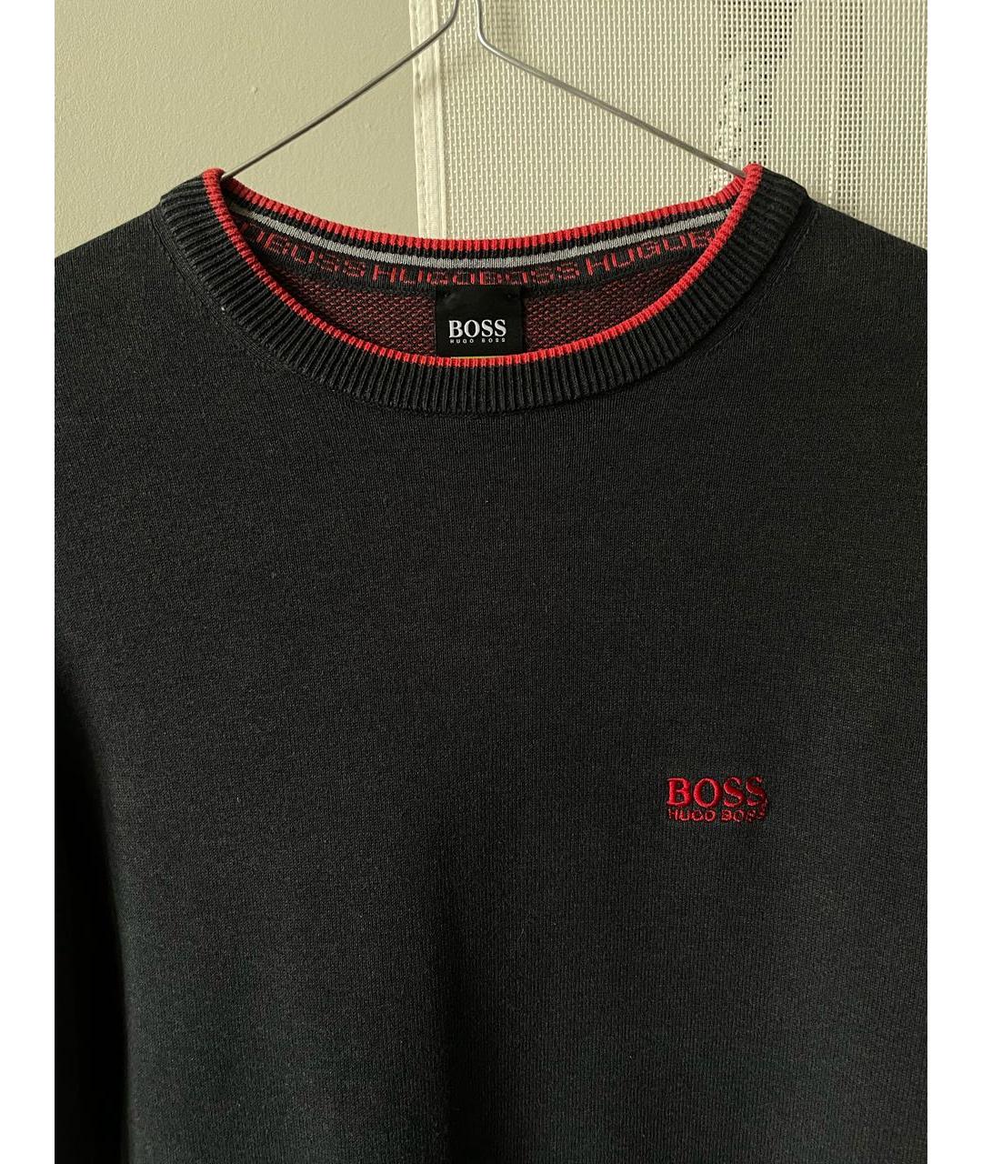 HUGO BOSS Черный хлопковый джемпер / свитер, фото 3