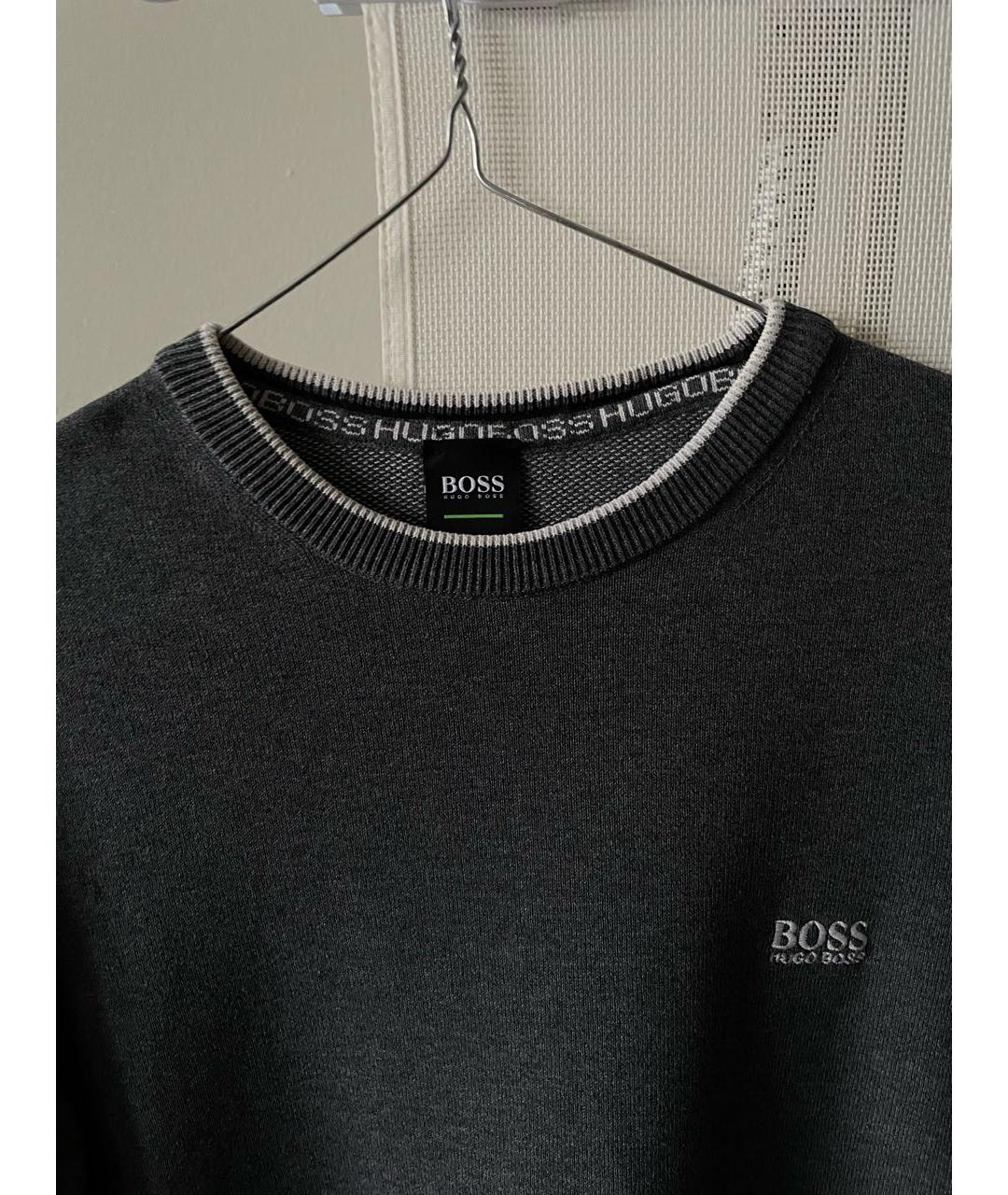 HUGO BOSS Серый хлопковый джемпер / свитер, фото 3