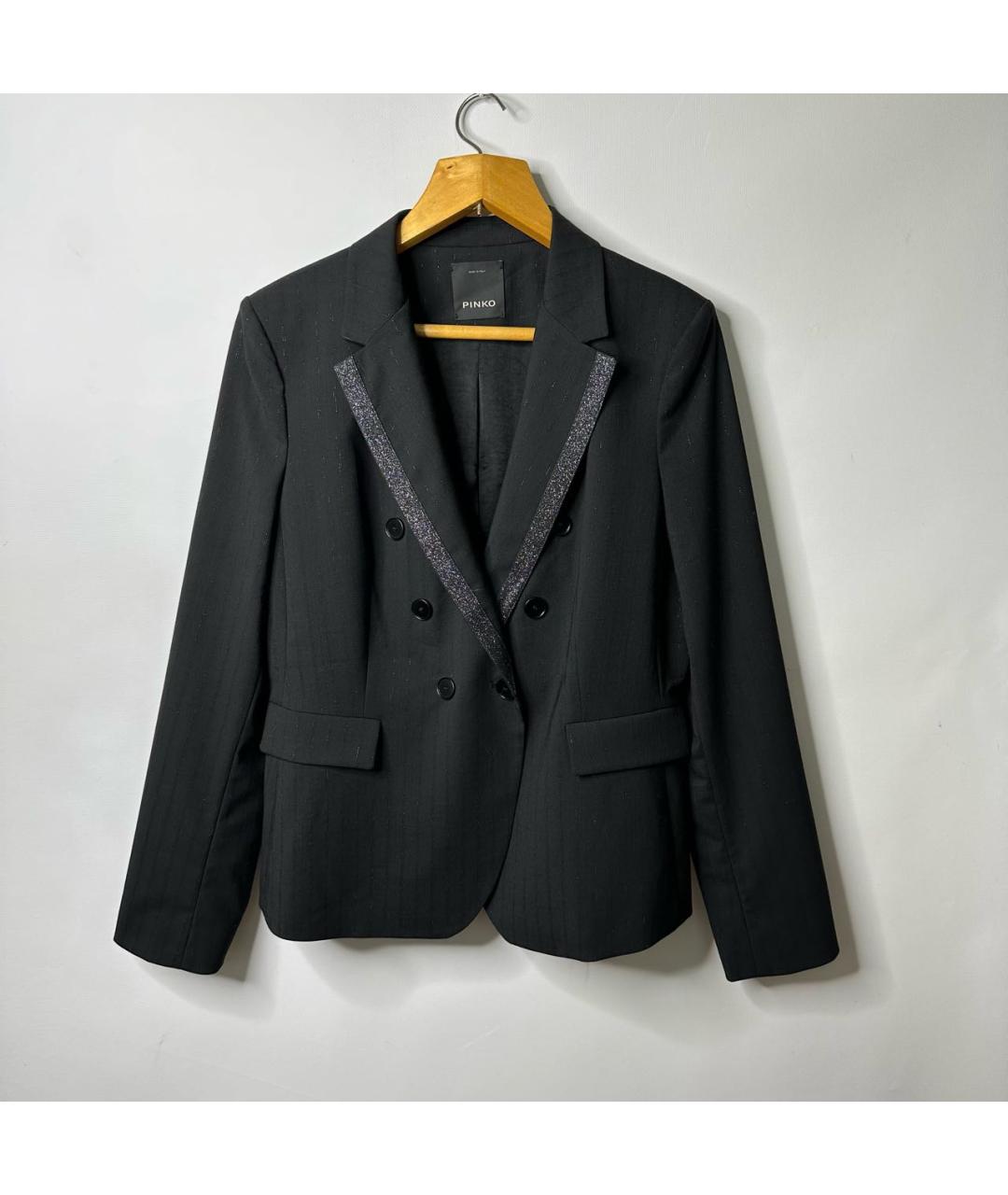 PINKO Черный полиуретановый жакет/пиджак, фото 7
