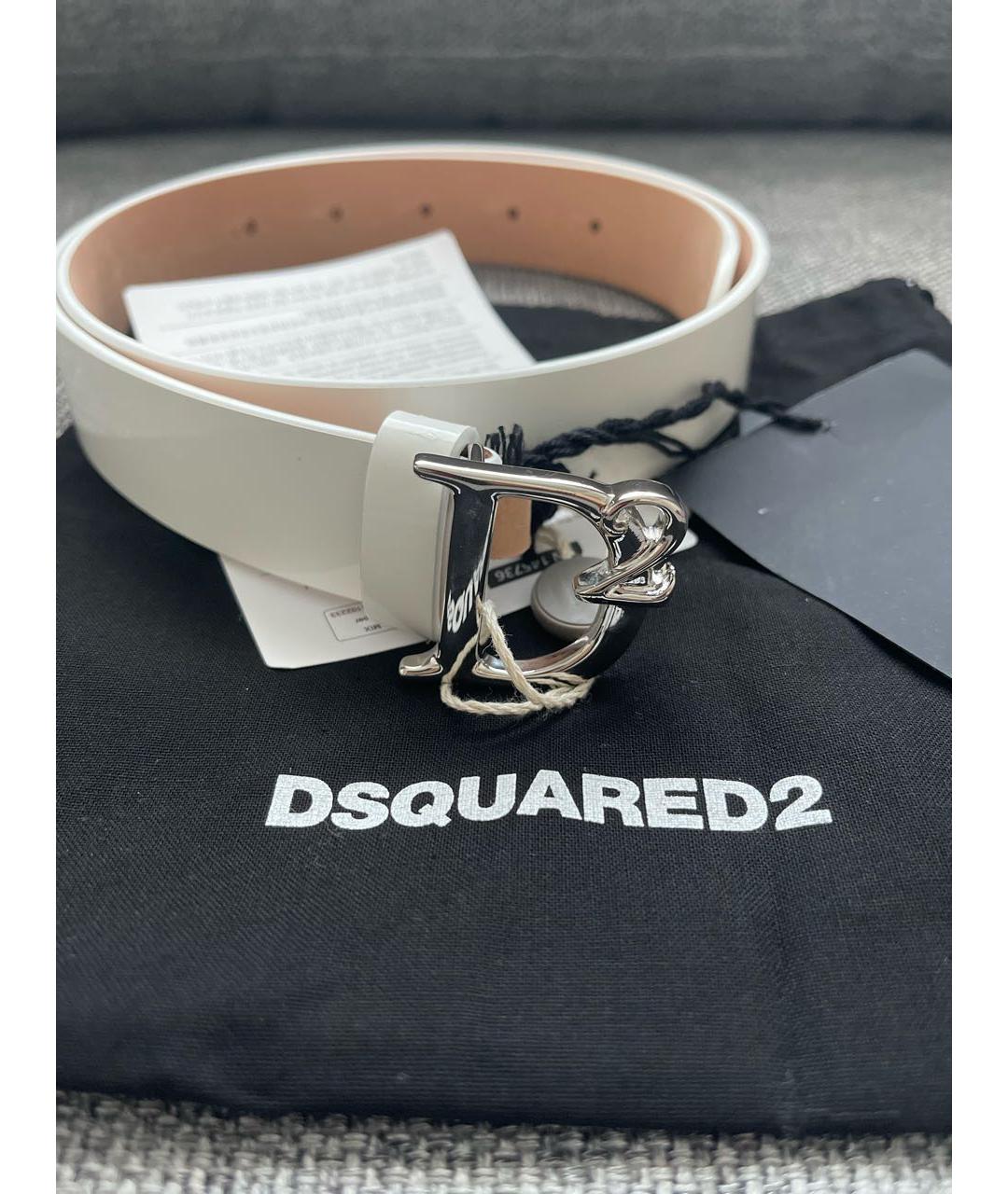 DSQUARED2 Белый кожаный ремень, фото 4