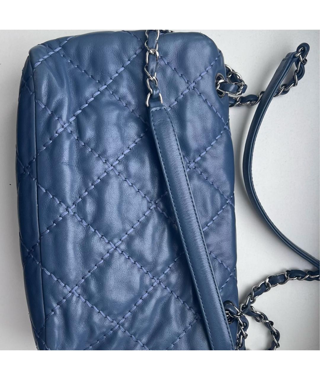 CHANEL PRE-OWNED Синяя кожаная сумка через плечо, фото 4
