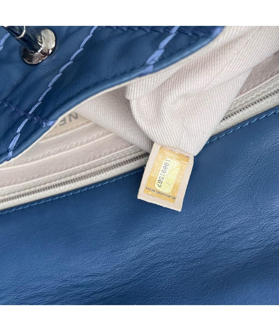 CHANEL PRE-OWNED Синяя кожаная сумка через плечо, фото 8