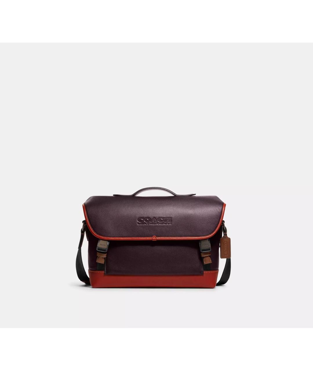 COACH Бордовый кожаный портфель, фото 5