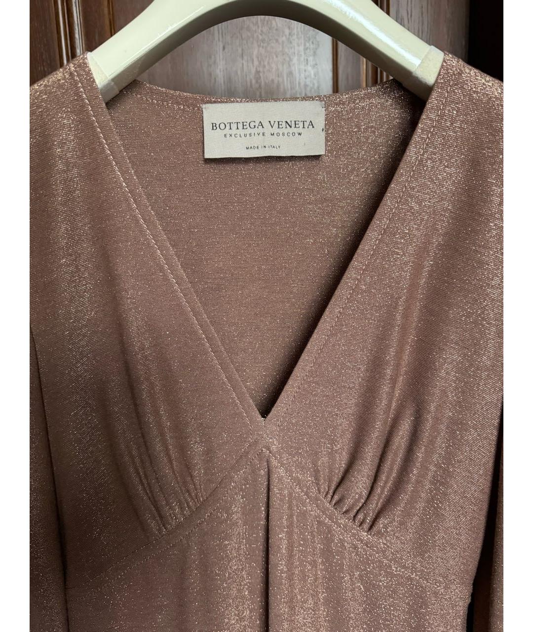 BOTTEGA VENETA Бежевое вискозное коктейльное платье, фото 4