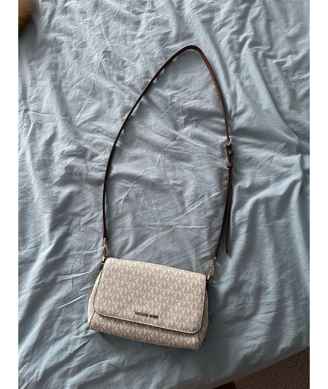 MICHAEL MICHAEL KORS Бежевая сумка через плечо из искусственной кожи, фото 9