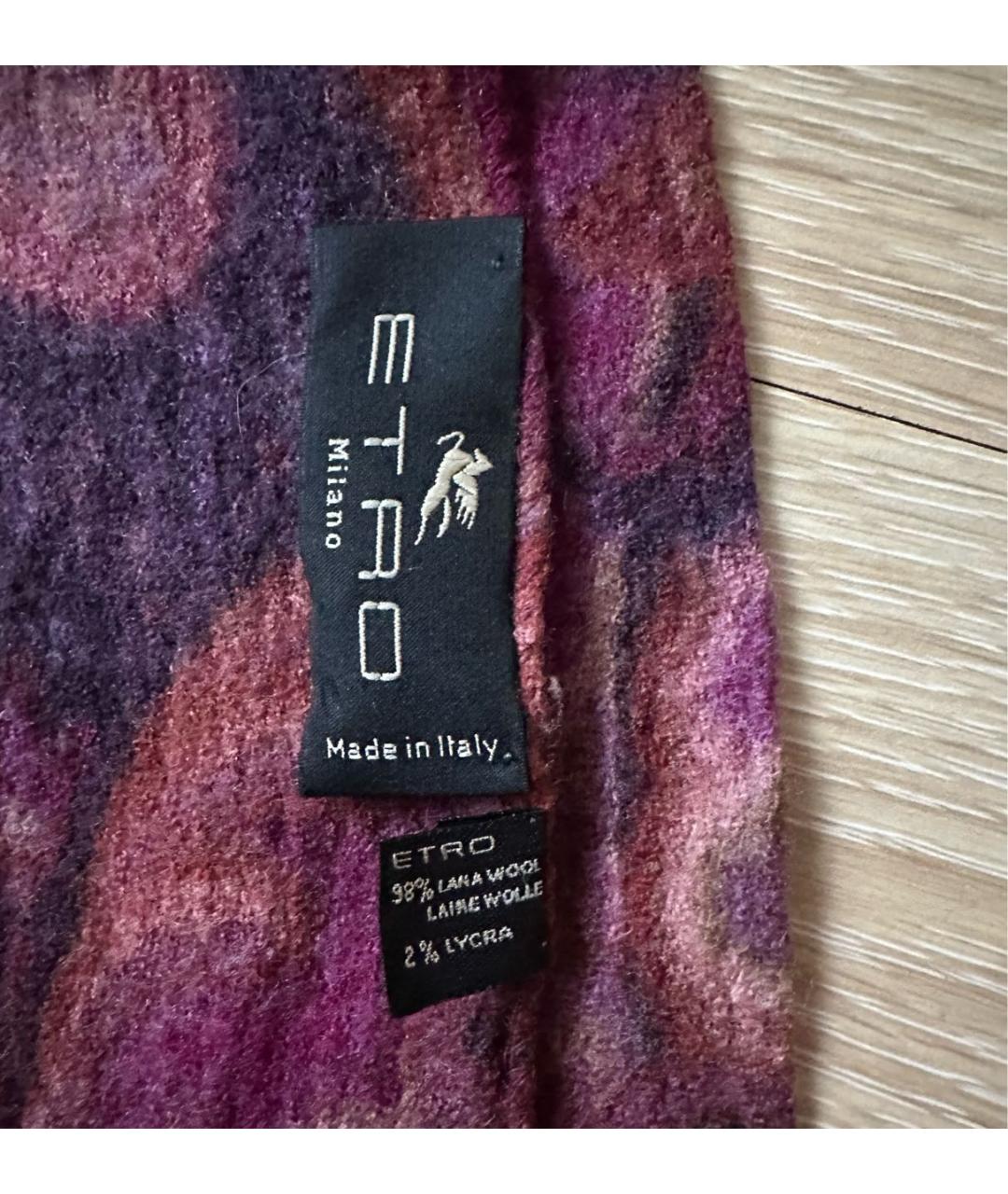 ETRO Фиолетовый шерстяной шарф, фото 4