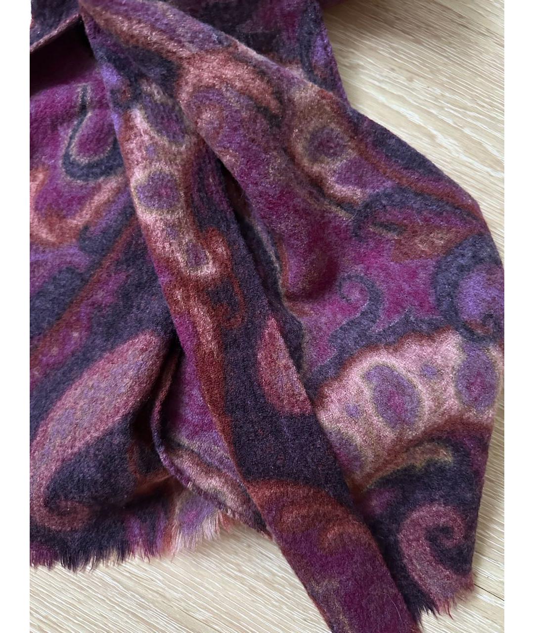 ETRO Фиолетовый шерстяной шарф, фото 3