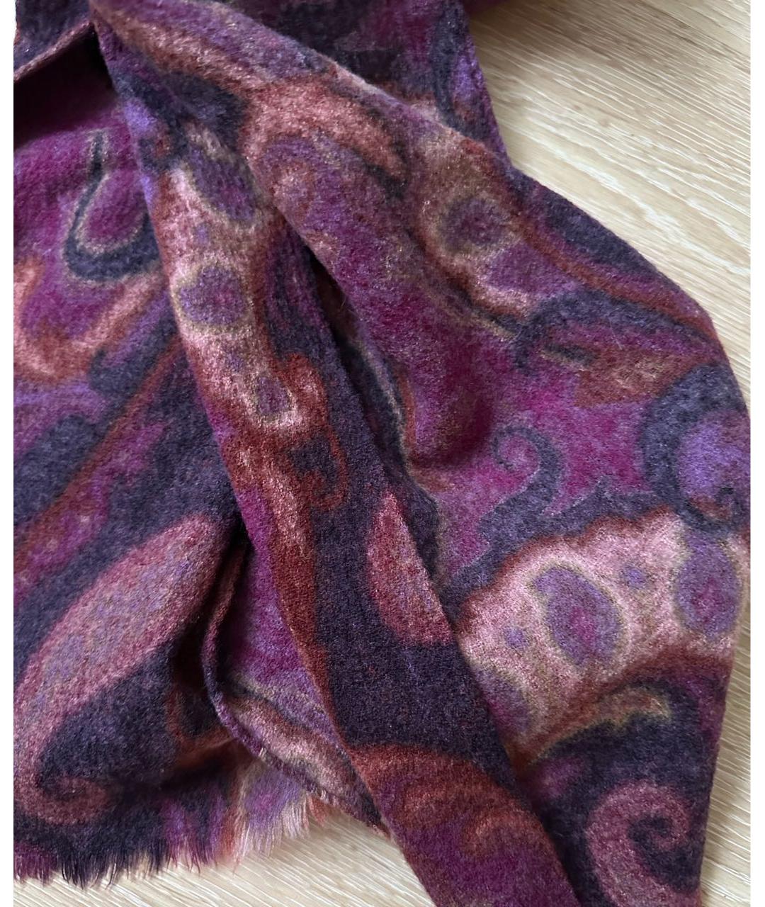 ETRO Фиолетовый шерстяной шарф, фото 6