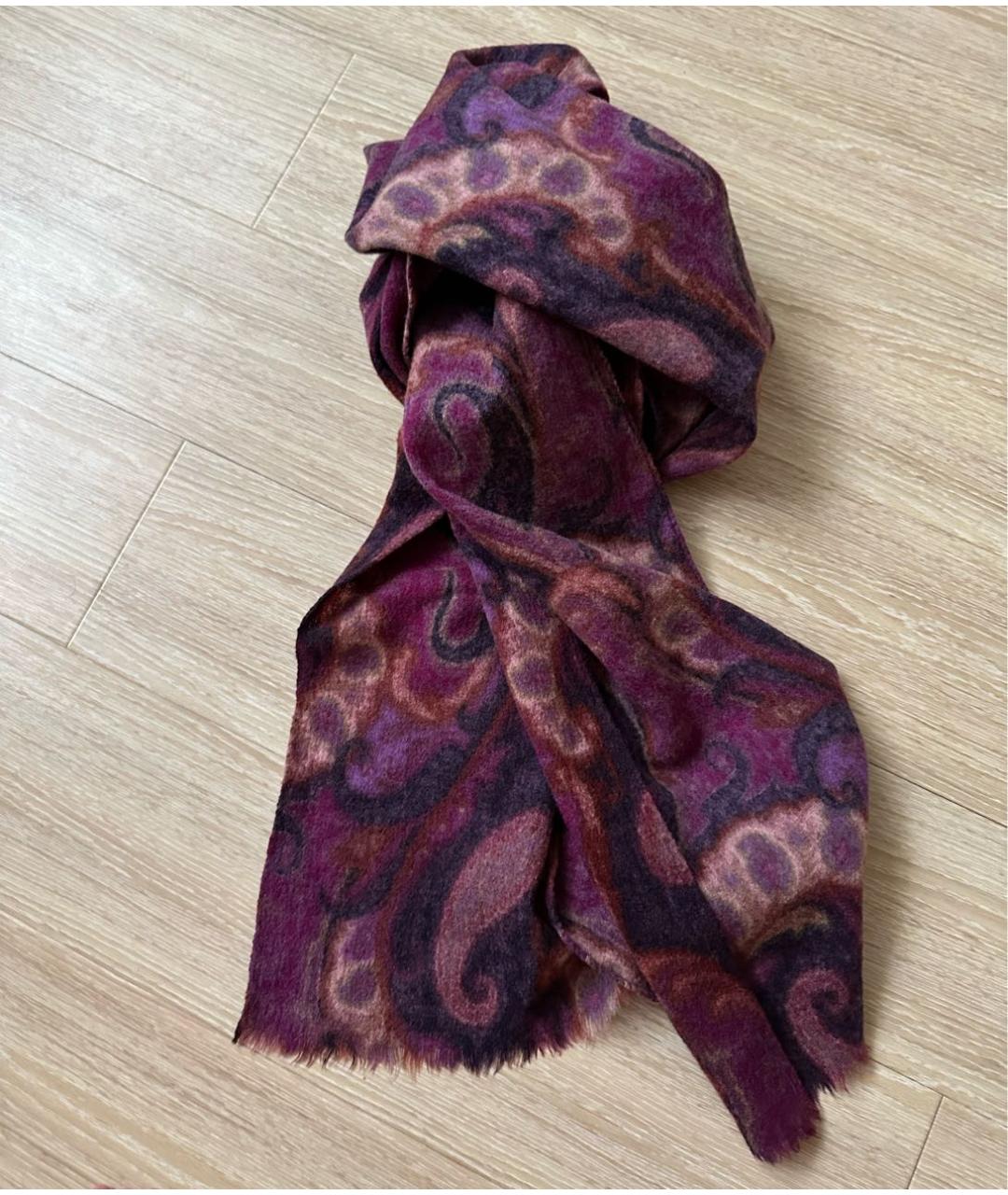 ETRO Фиолетовый шерстяной шарф, фото 5