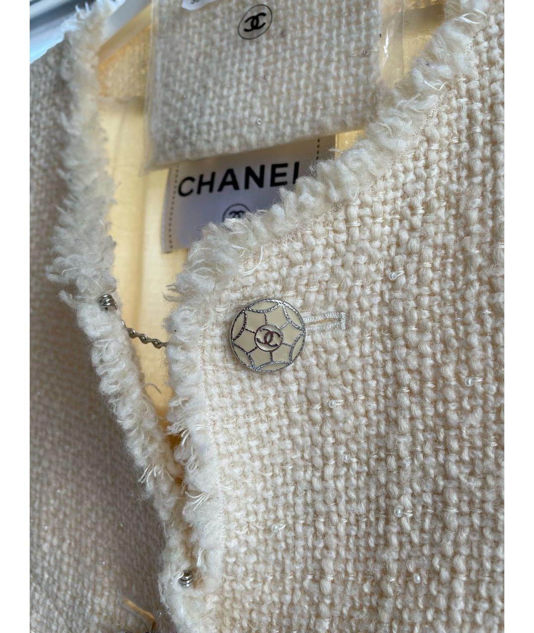CHANEL Белый твидовый жакет/пиджак, фото 4
