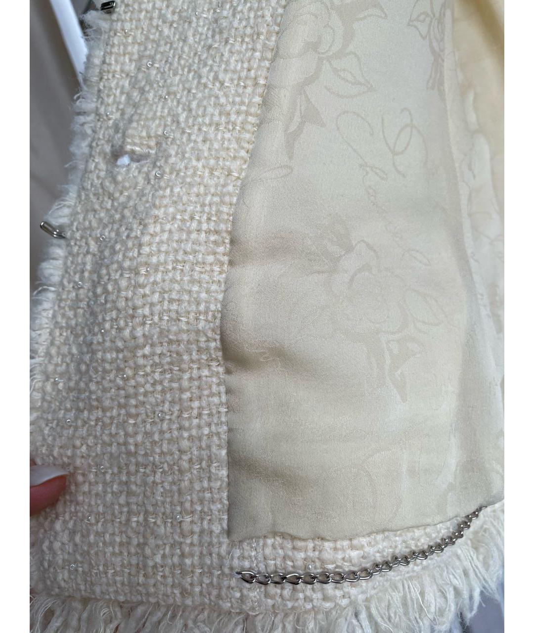 CHANEL Белый твидовый жакет/пиджак, фото 6