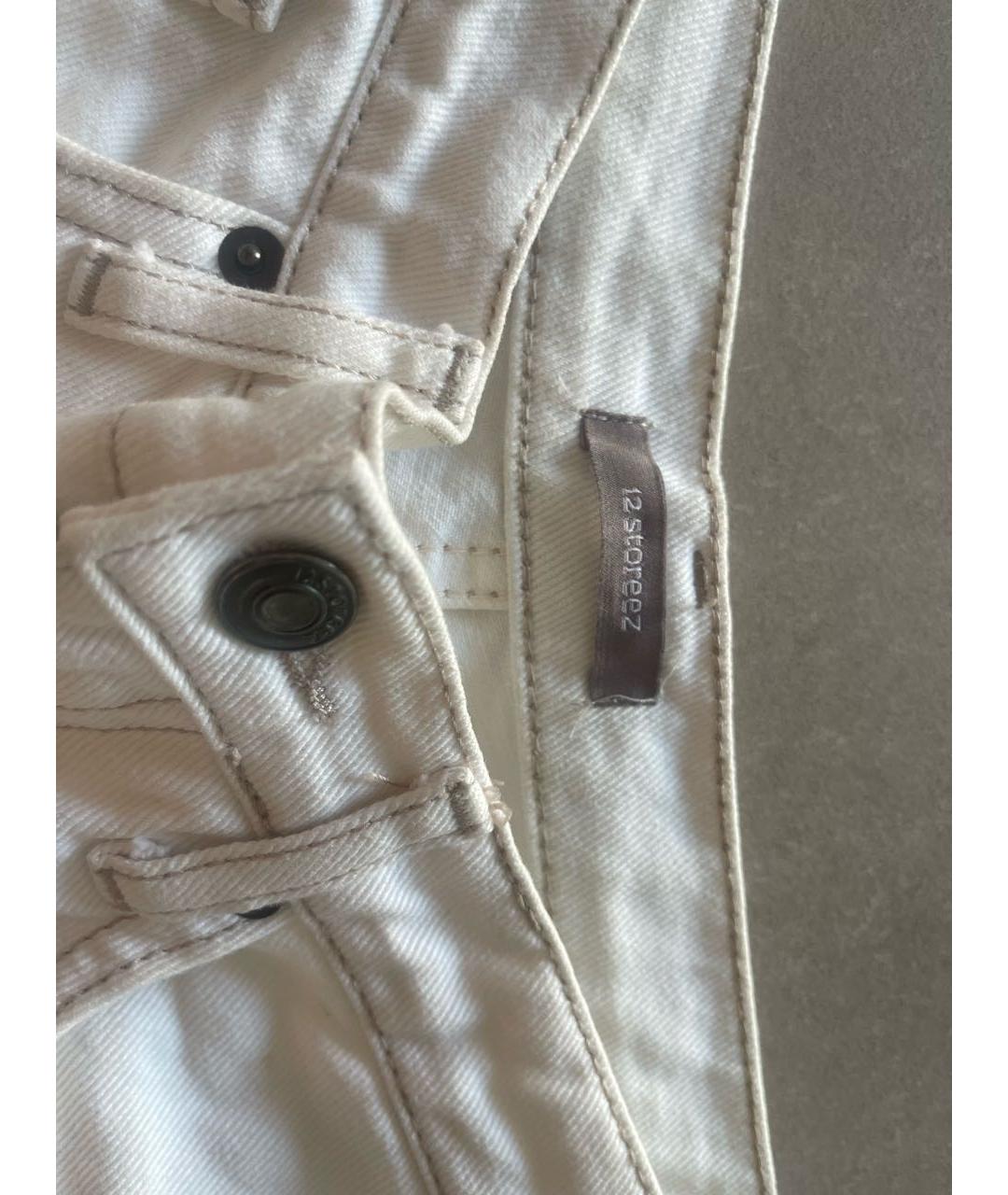 12 STOREEZ Белые хлопковые прямые джинсы, фото 3