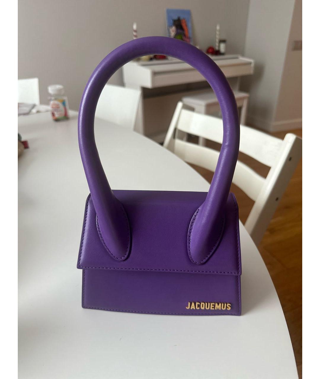 JACQUEMUS Фиолетовая кожаная сумка с короткими ручками, фото 5