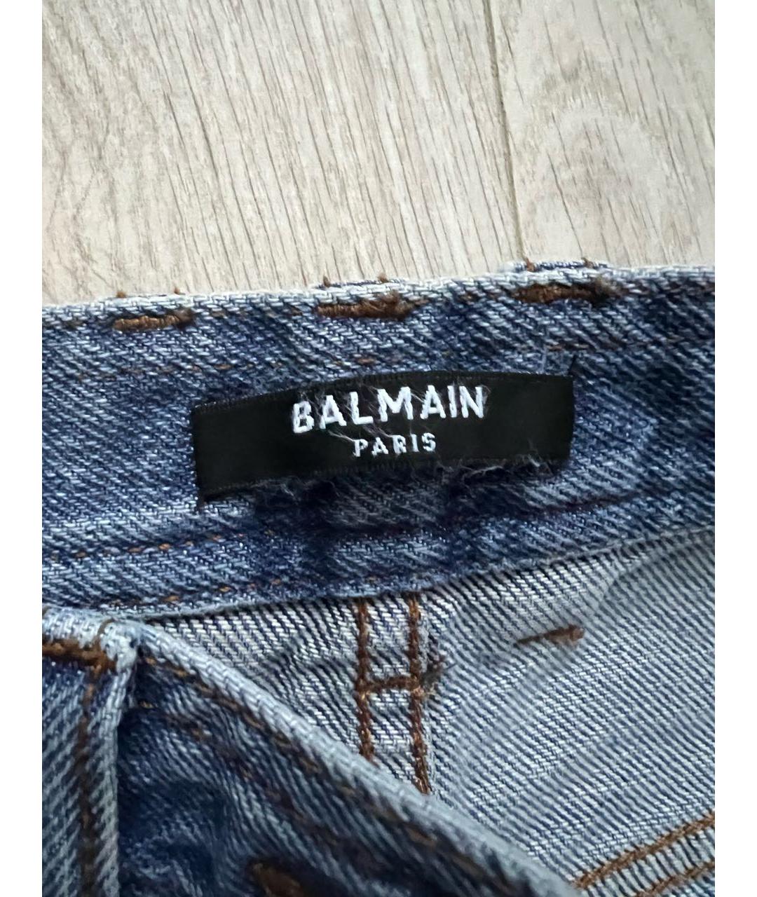 BALMAIN Голубые хлопковые джинсы клеш, фото 3