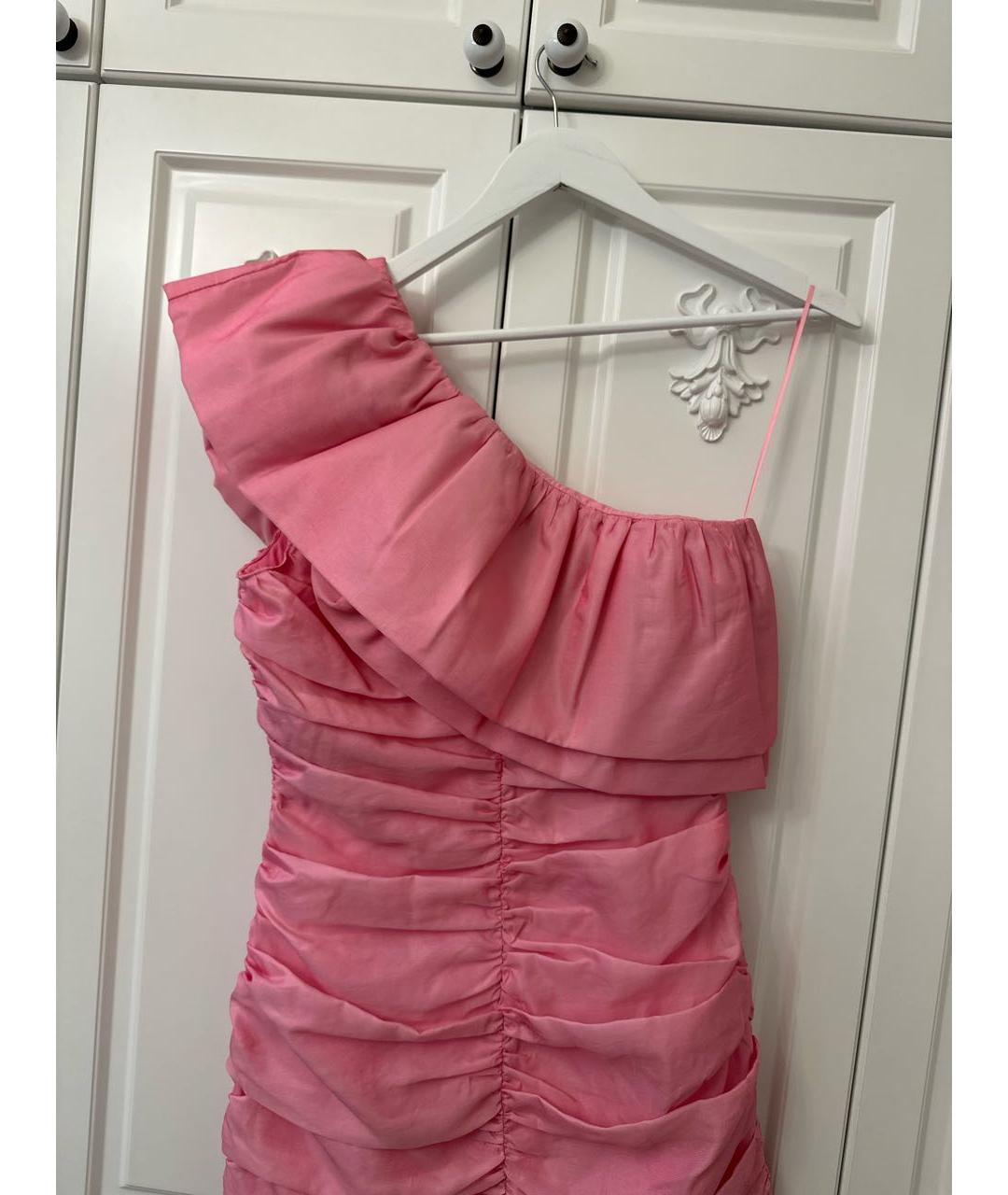 ROTATE Розовое ацетатное коктейльное платье, фото 3