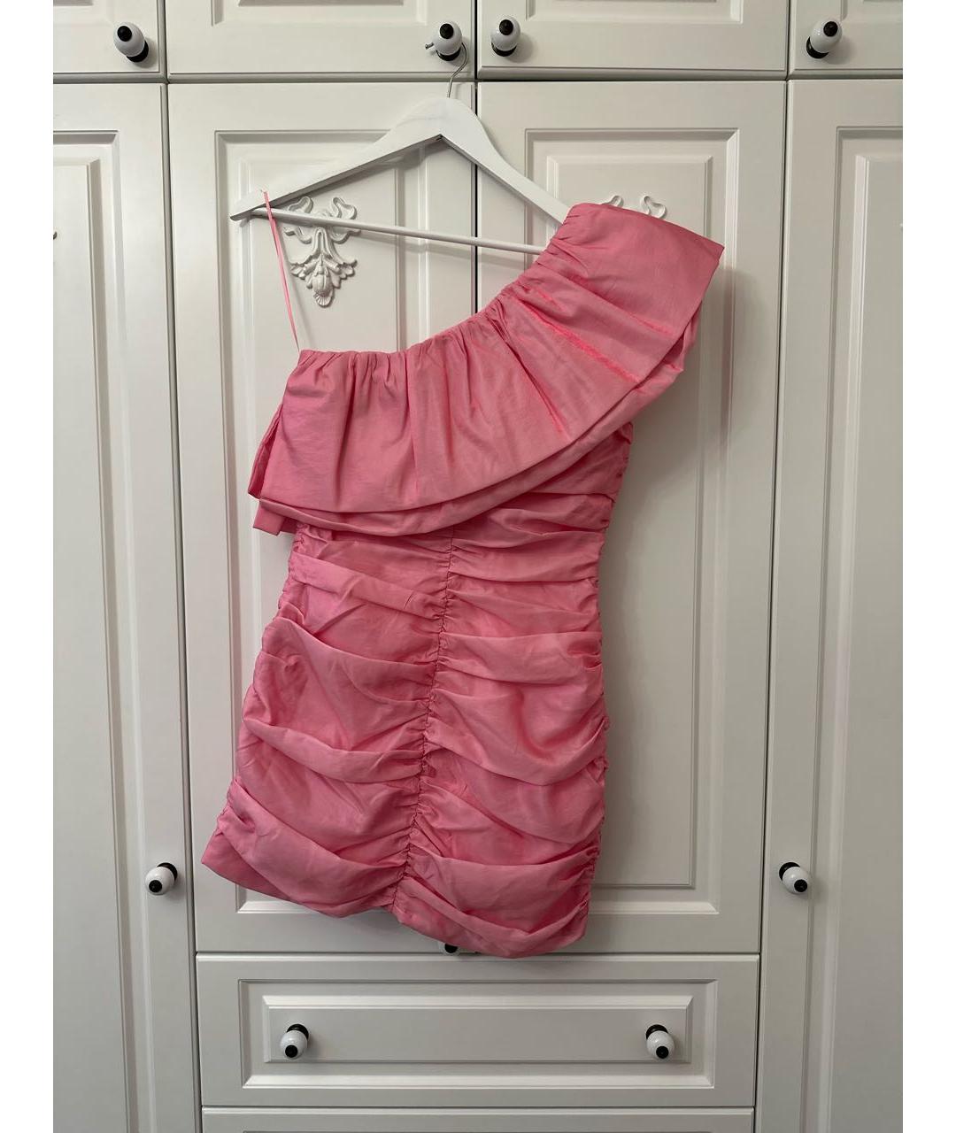 ROTATE Розовое ацетатное коктейльное платье, фото 5