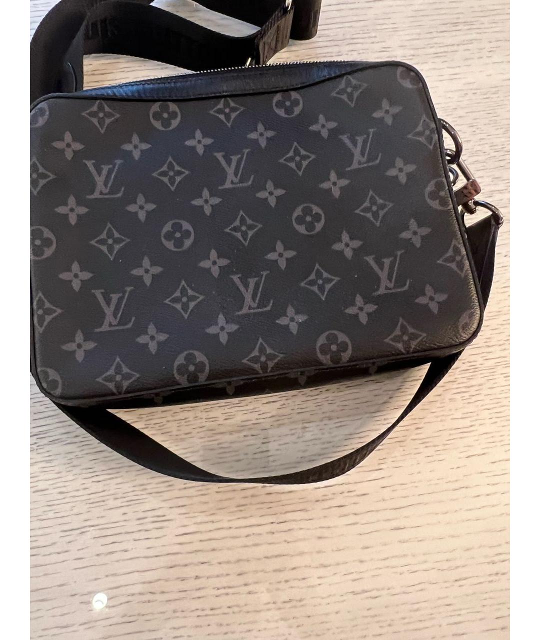 LOUIS VUITTON Черная кожаная сумка на плечо, фото 3