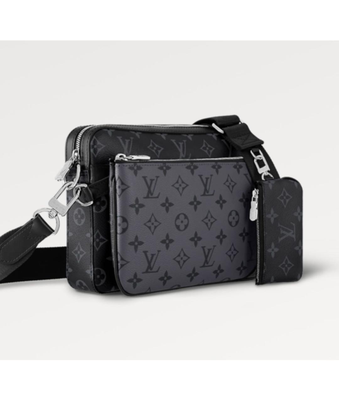LOUIS VUITTON Черная кожаная сумка на плечо, фото 2