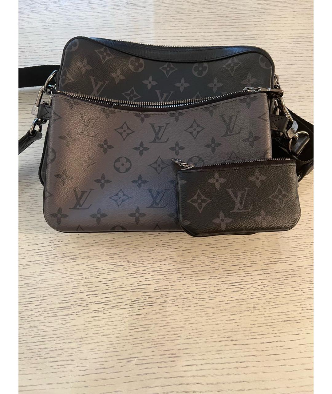 LOUIS VUITTON Черная кожаная сумка на плечо, фото 4