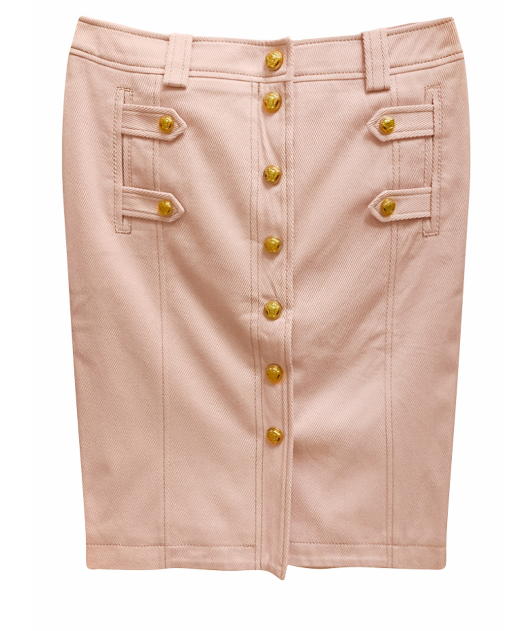 VERSACE Розовая хлопко-эластановая юбка миди, фото 1