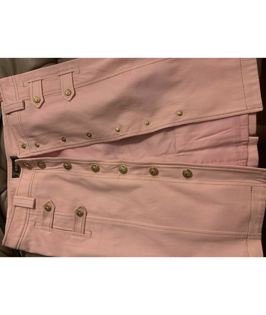 VERSACE Розовая хлопко-эластановая юбка миди, фото 4