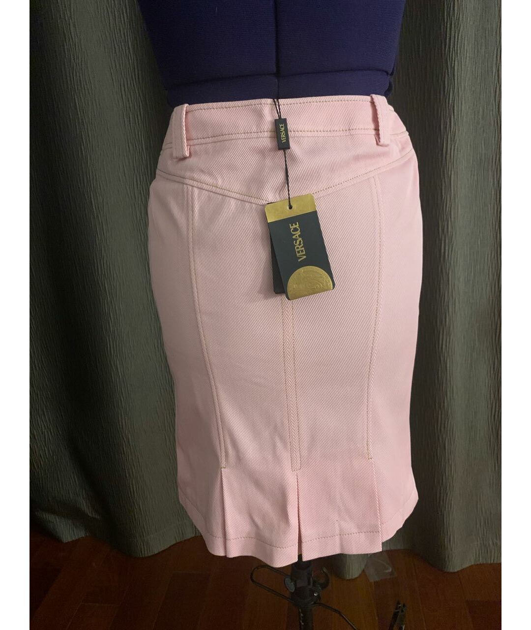 VERSACE Розовая хлопко-эластановая юбка миди, фото 2