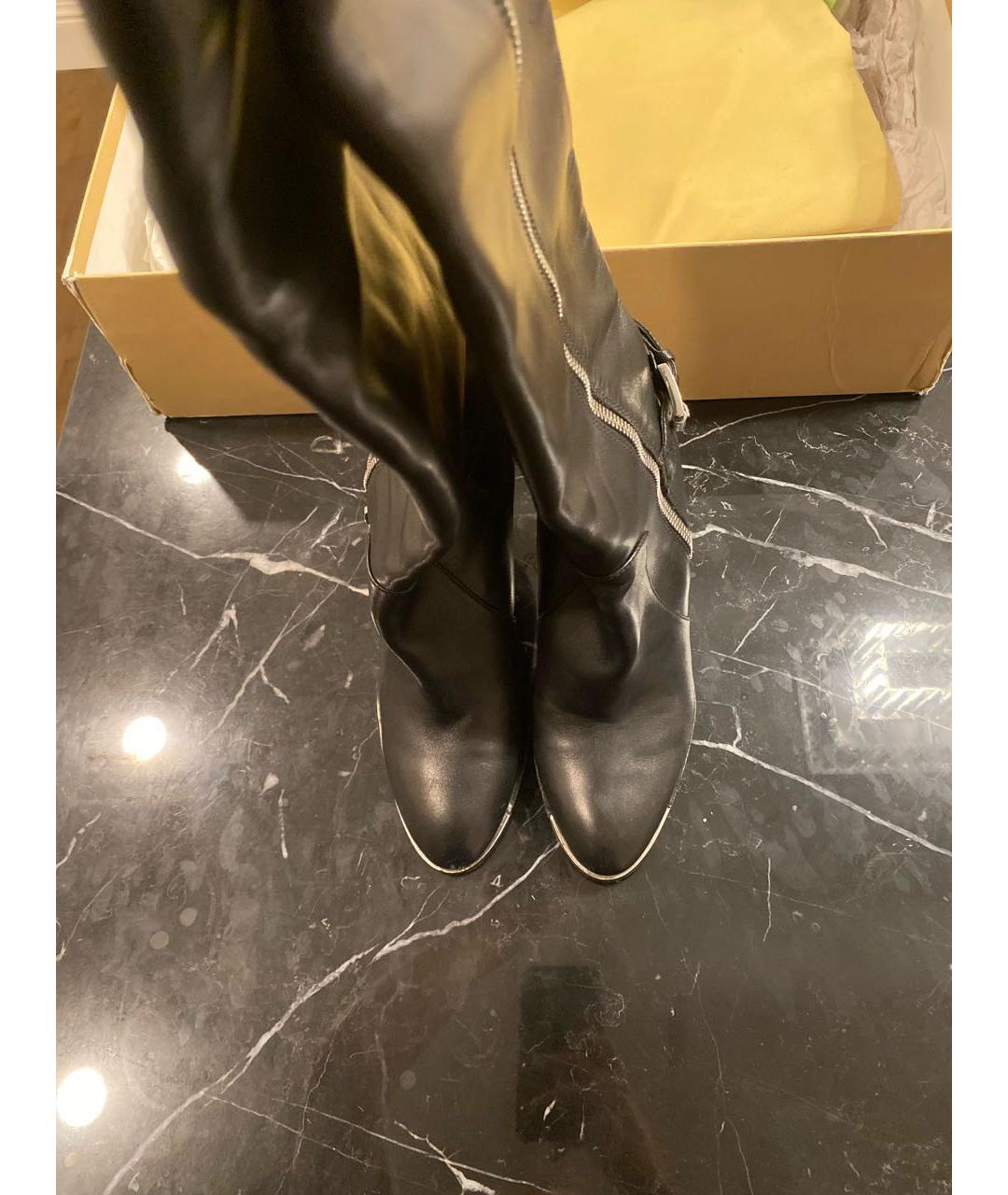 MICHAEL KORS Черные кожаные ботфорты, фото 3