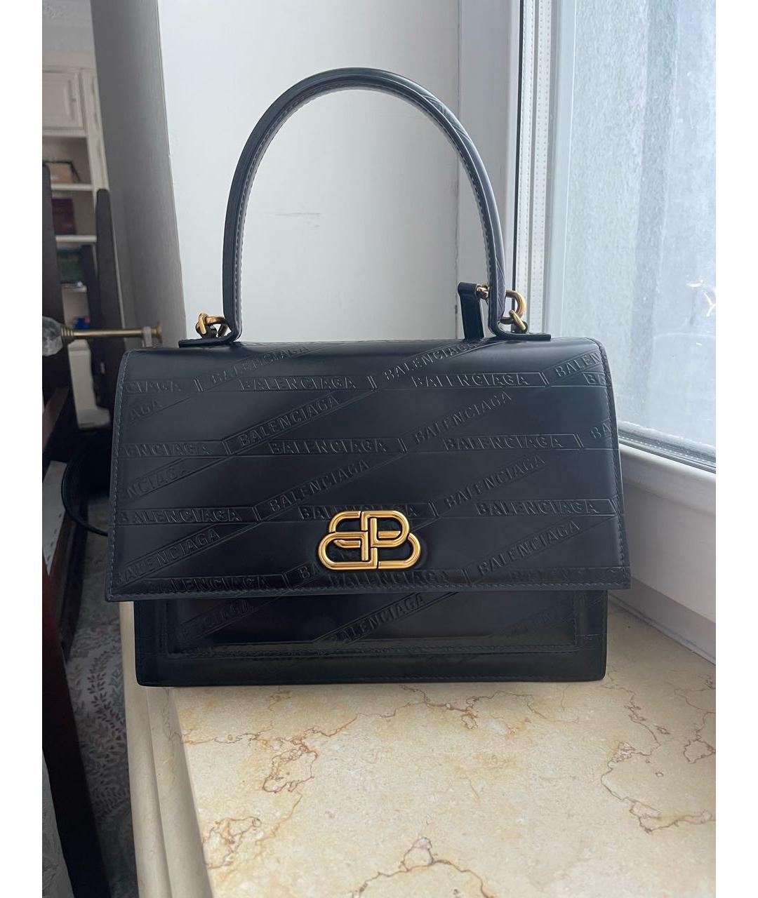 BALENCIAGA Черная кожаная сумка с короткими ручками, фото 2
