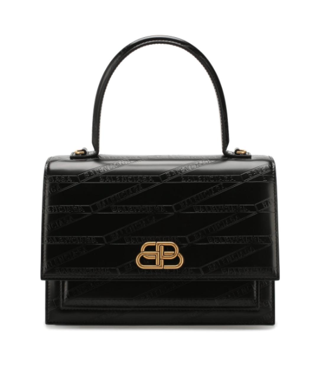 BALENCIAGA Черная кожаная сумка с короткими ручками, фото 1
