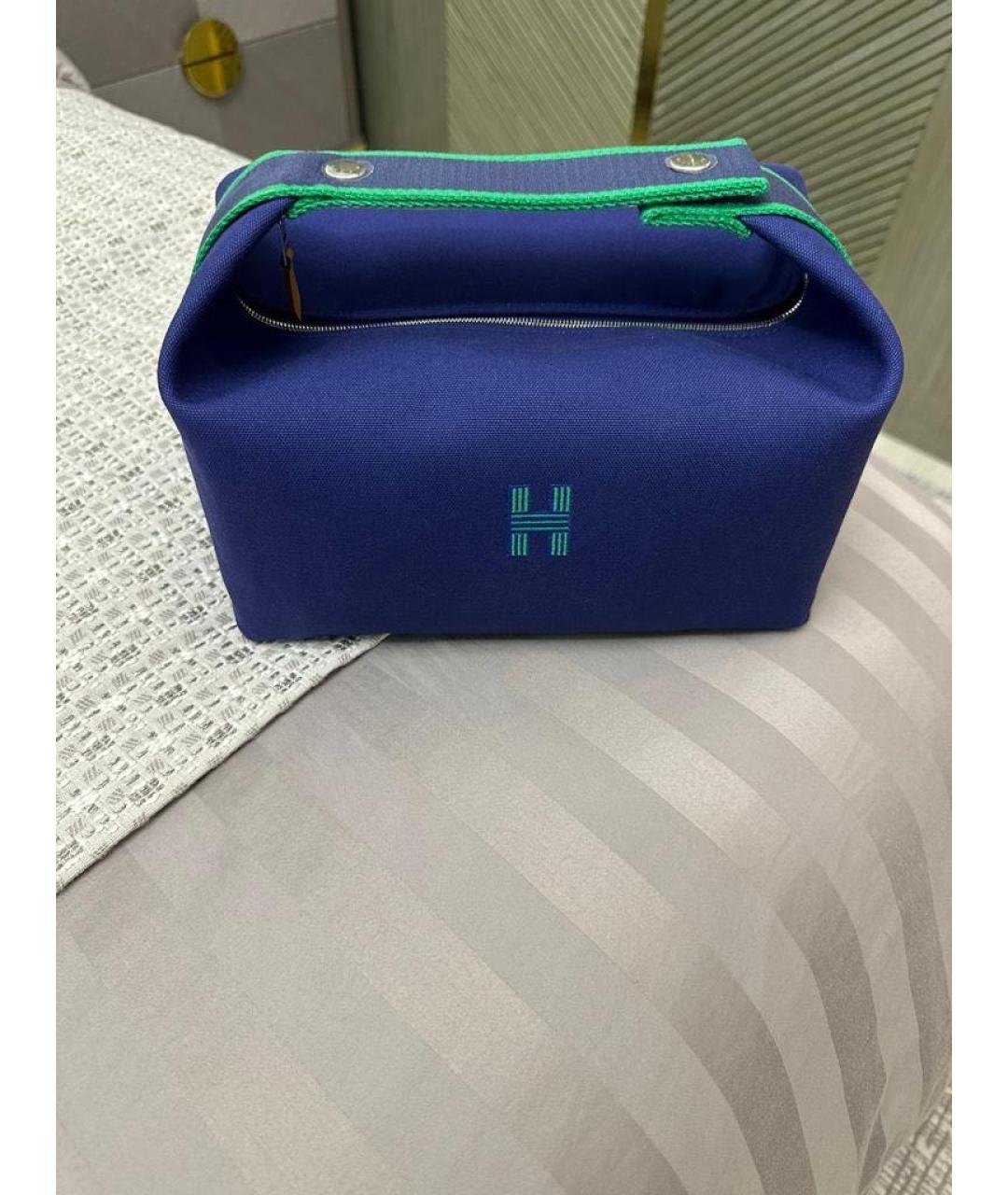 HERMES Синяя тканевая косметичка, фото 7
