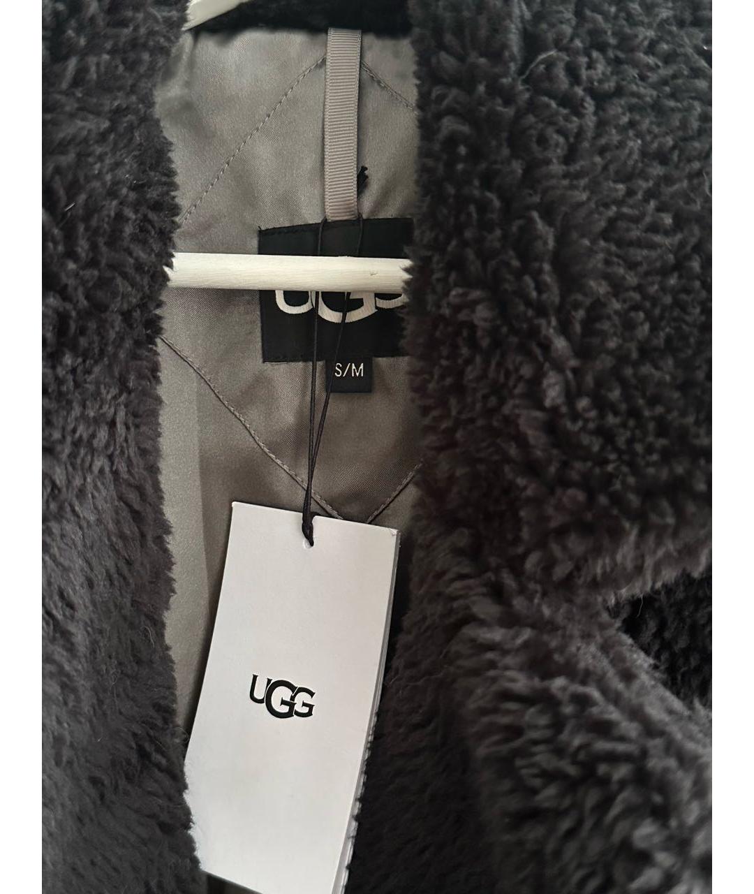 UGG AUSTRALIA Черная полиэстеровая шуба, фото 3