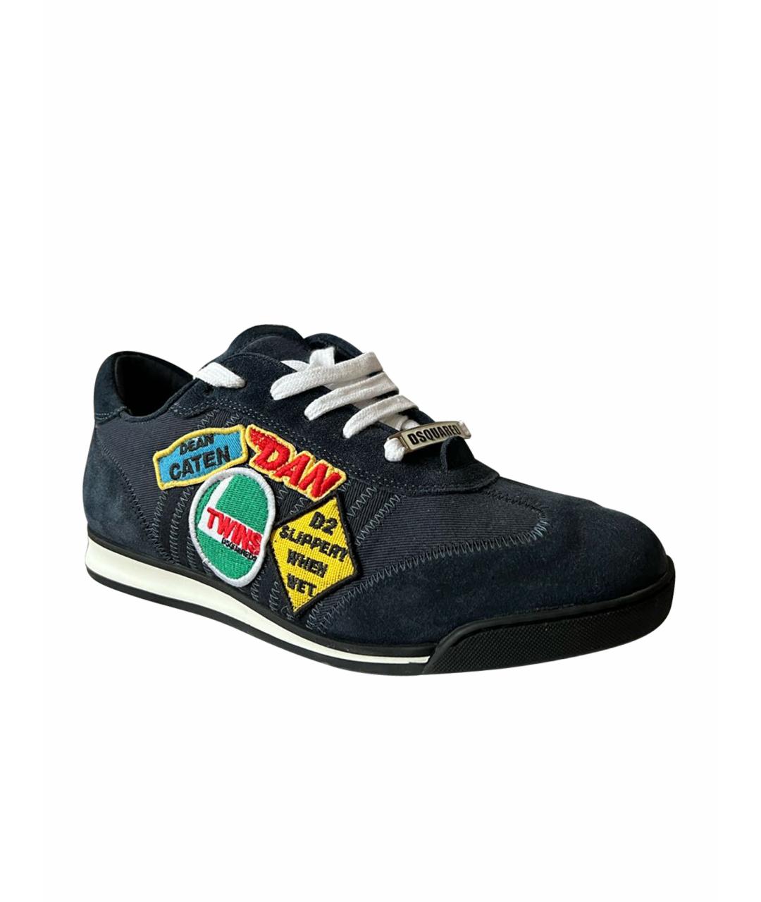 DSQUARED2 Темно-синие замшевые низкие кроссовки / кеды, фото 1