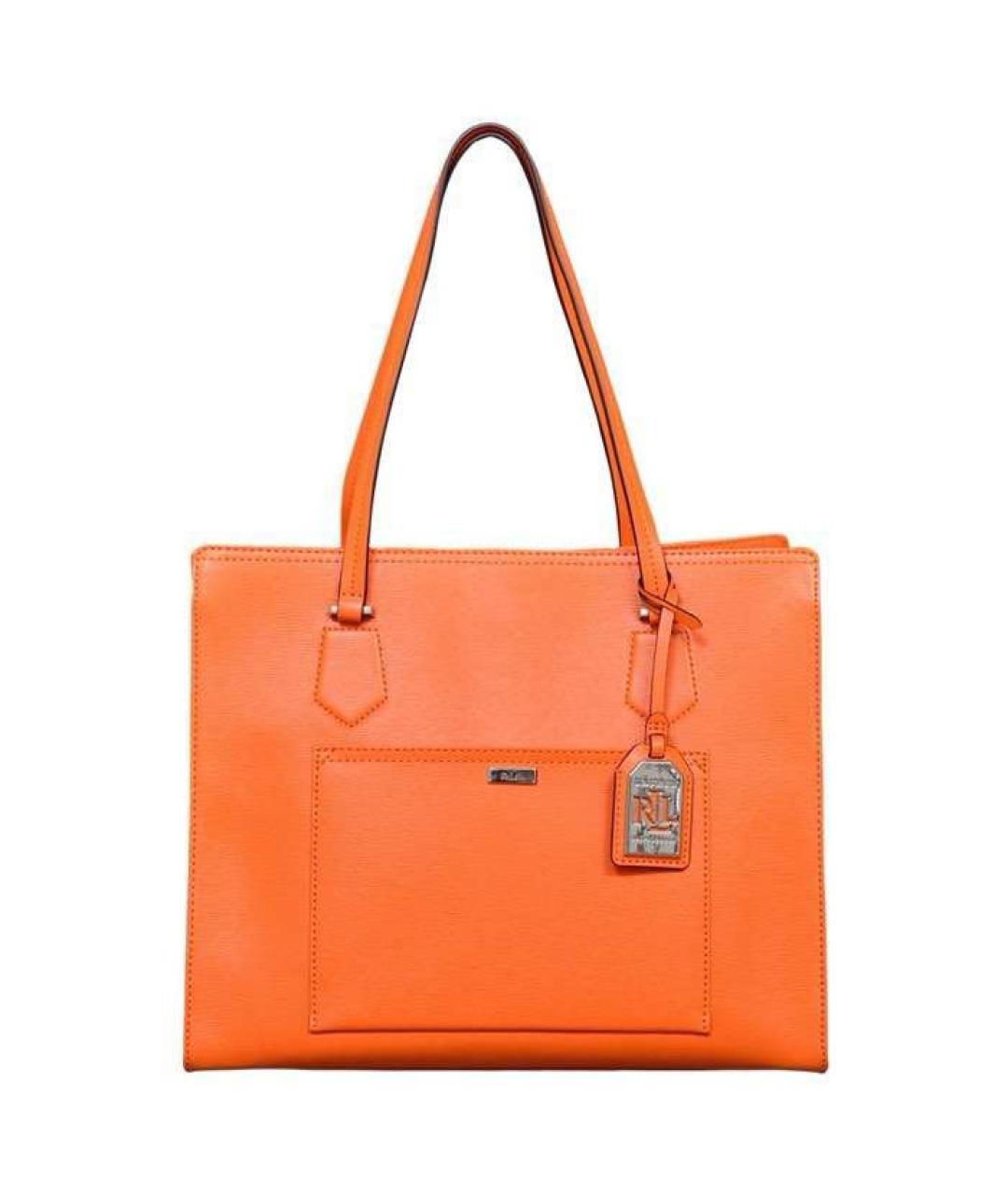 RALPH LAUREN Оранжевая кожаная сумка тоут, фото 1
