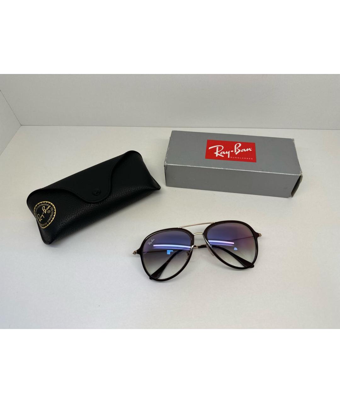 RAY BAN Бордовые металлические солнцезащитные очки, фото 4