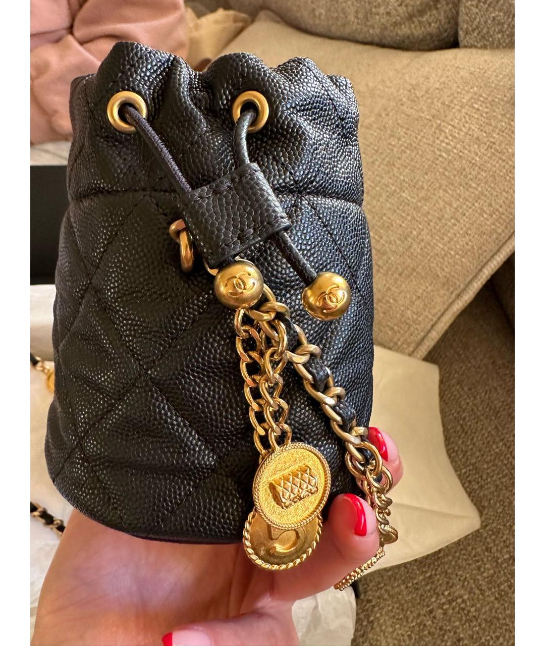 CHANEL Черная кожаная сумка через плечо, фото 4