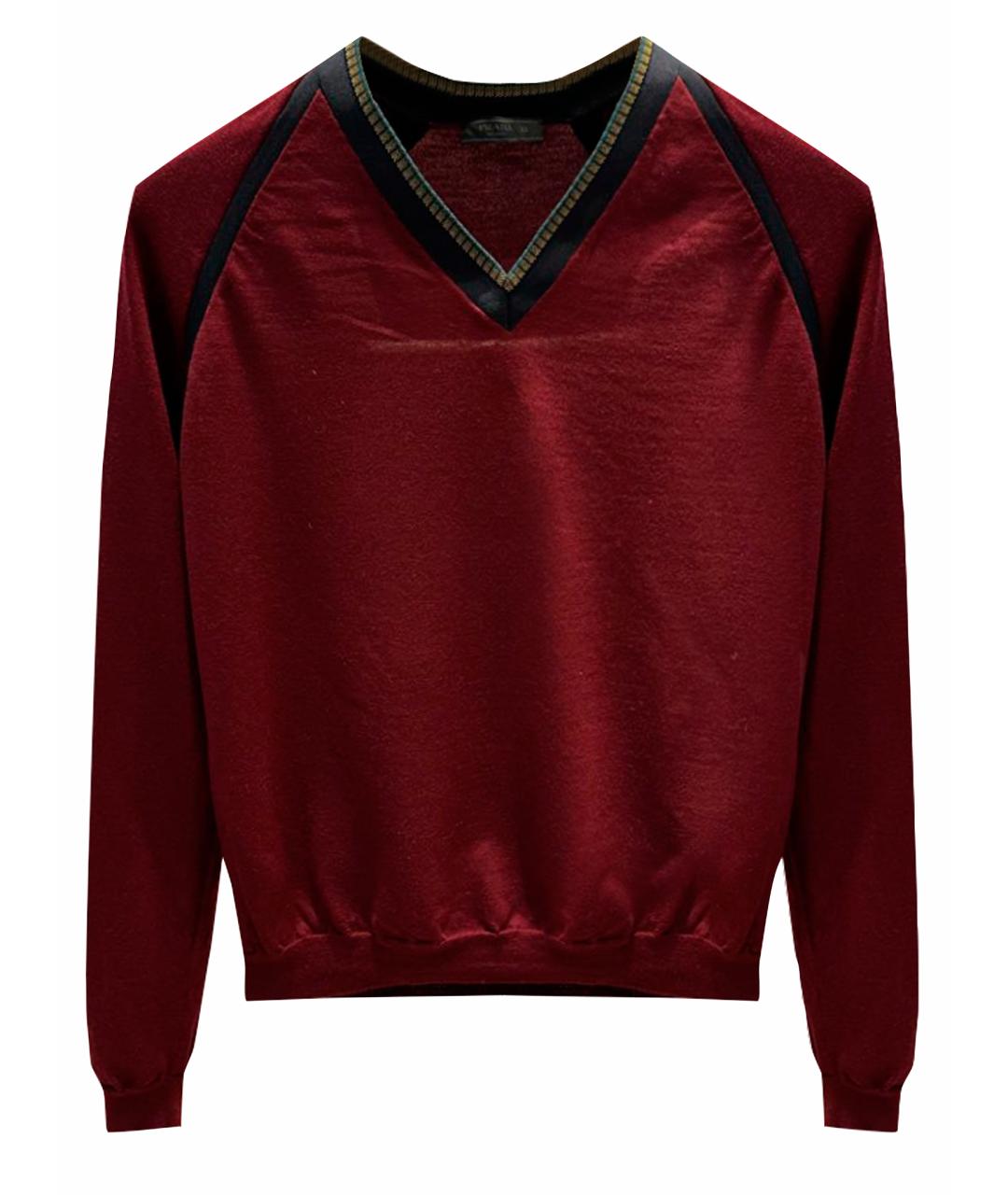 PRADA Бордовый хлопковый джемпер / свитер, фото 1