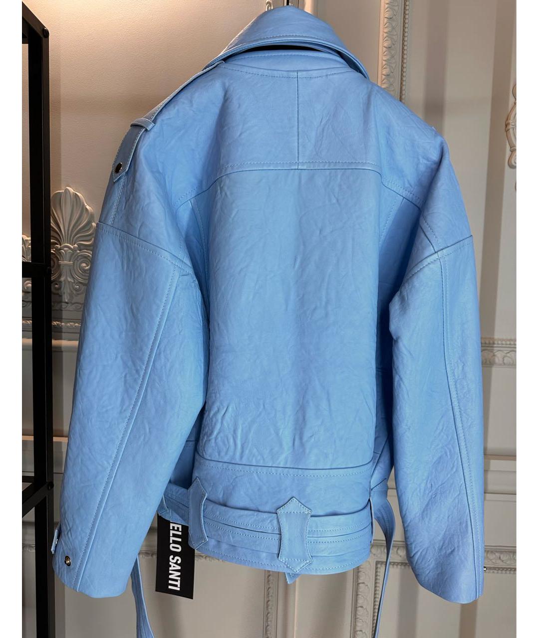 NELLO SANTI Голубая кожаная куртка, фото 2