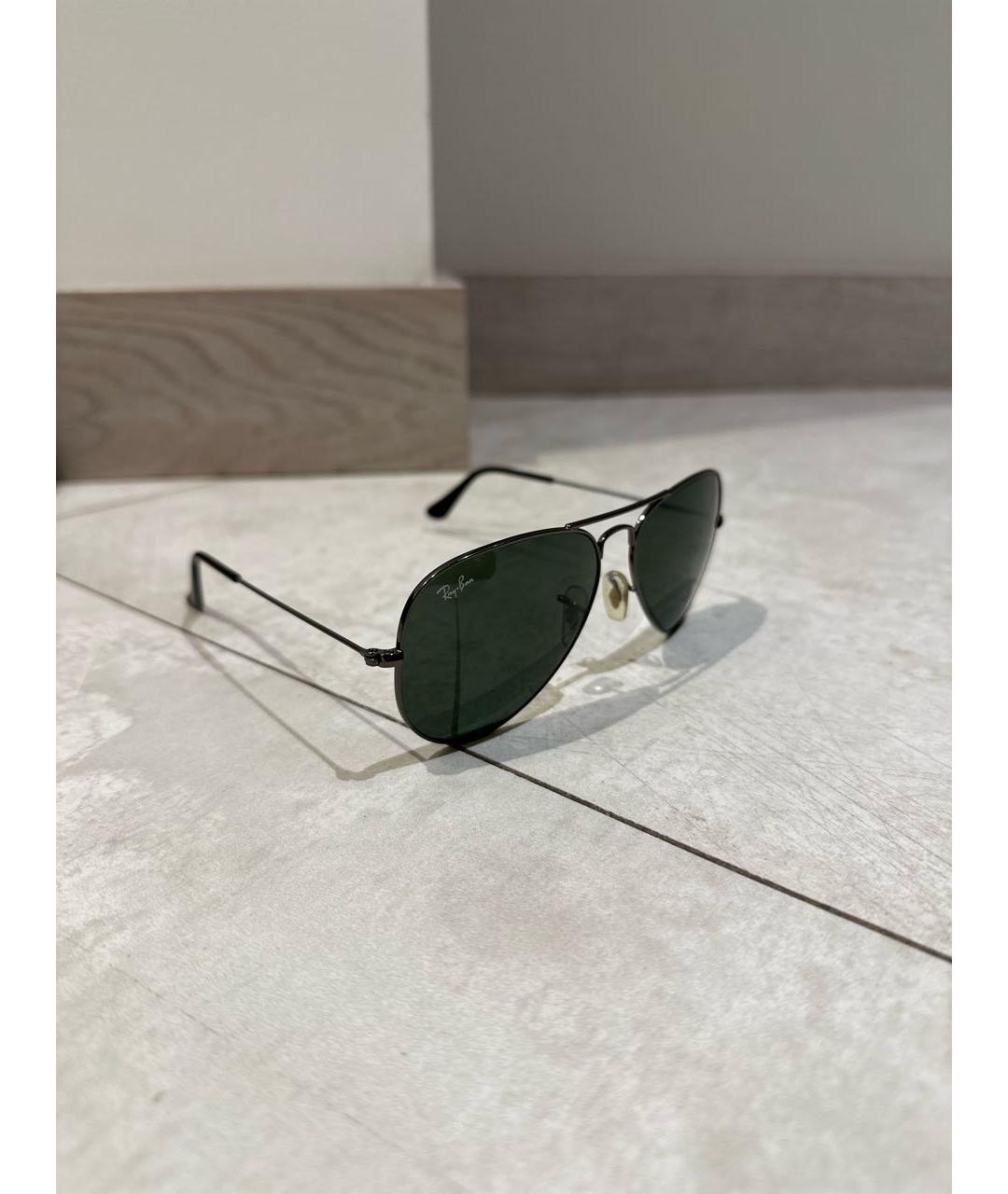 RAY BAN Черные металлические солнцезащитные очки, фото 2